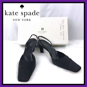 Kate Spade Black Satin Closed Toe Slingback Pumps